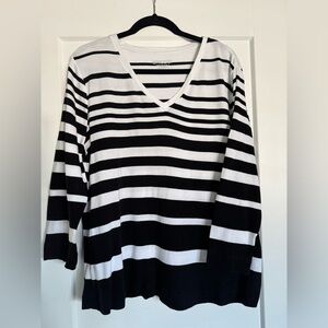 3/4 sleeve striped cotton shirt